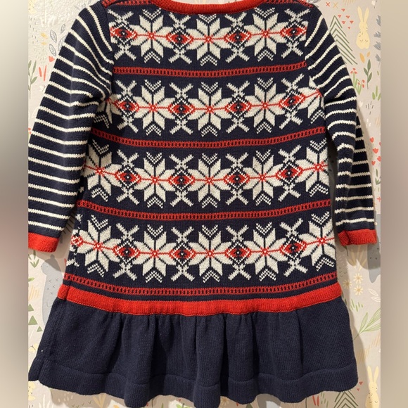 Hanna Andersson Size 80/18-24 Months Fair Aisle Pleated Sweater Dress - Picture 3 of 16